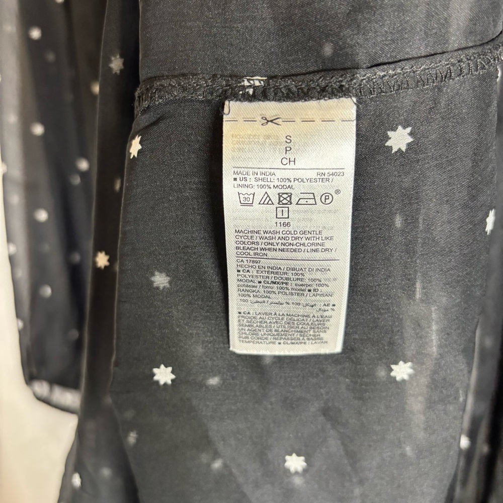 NWT Old Navy Dress Black White Stars Chiffon Lined Midi Women’s Size Small - Picture 5 of 11